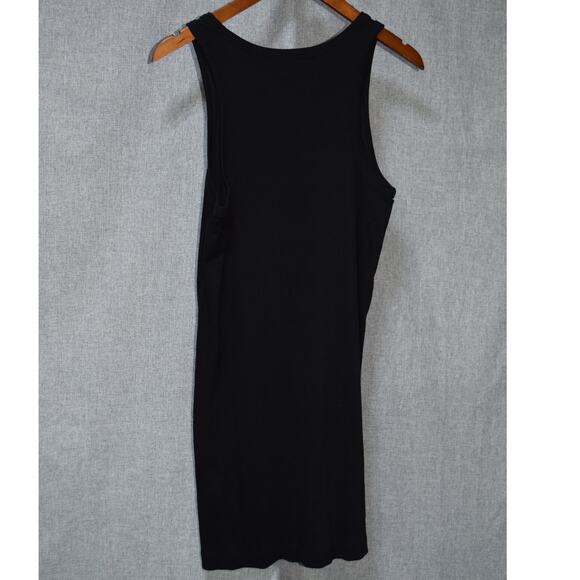 COS Black Ribbed Tank Dress Size L Minimalist Sleeveless Cotton Blend - Picture 4 of 4